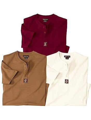 Lot de 3 tee-shirts col boutonné décontraction - atlas for men