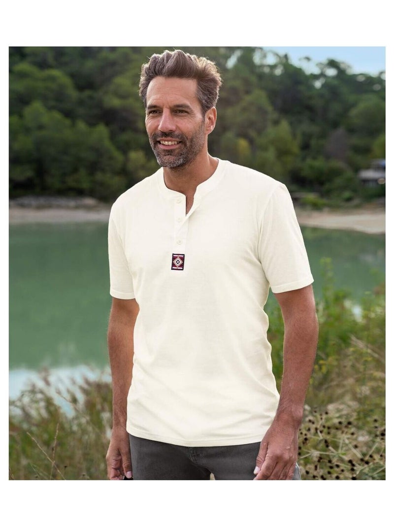 Lot de 3 Tee-shirts Col Boutonné Unis   - ATLAS FOR MEN Bleu Marron - Kiabi