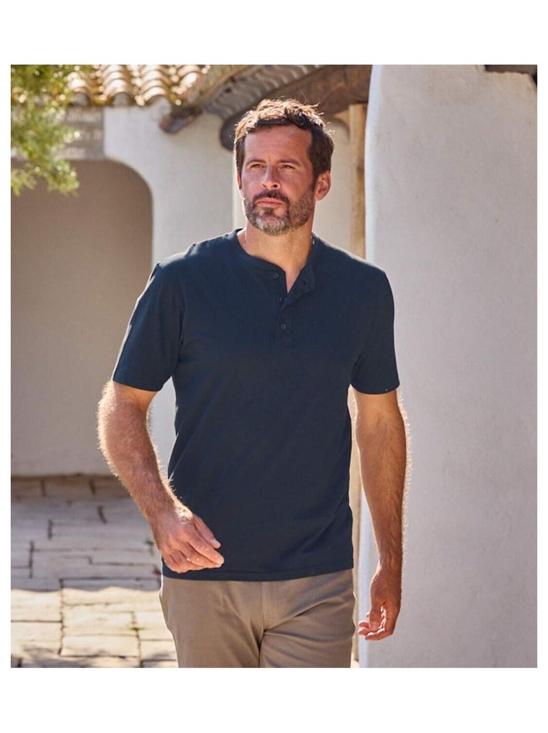 Lot de 3 Tee-Shirts Col Boutonnés  - ATLAS FOR MEN Bleu Marron - Kiabi