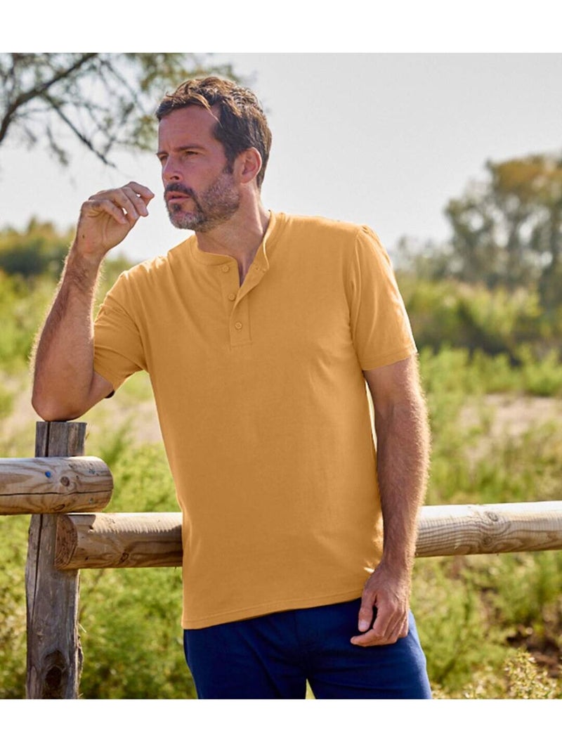 Lot de 3 Tee-Shirts Col Boutonnés  - ATLAS FOR MEN Bleu Marron - Kiabi