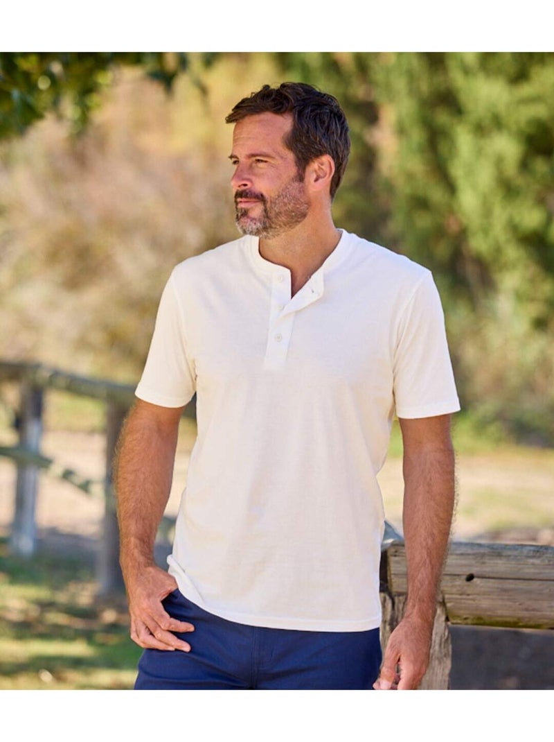 Lot de 3 Tee-Shirts Col Boutonnés  - ATLAS FOR MEN Bleu Marron - Kiabi