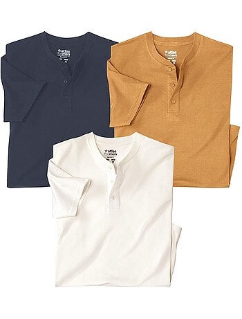 Lot de 3 tee-shirts col boutonnés - atlas for men