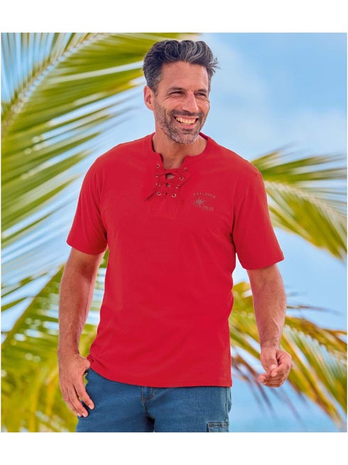 Lot de 3 Tee-shirts Col Lacé  - ATLAS FOR MEN - Kiabi