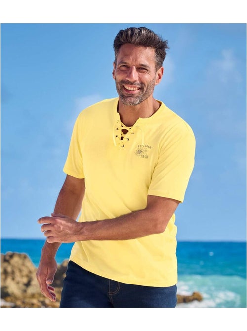 Lot de 3 Tee-shirts Col Lacé  - ATLAS FOR MEN - Kiabi
