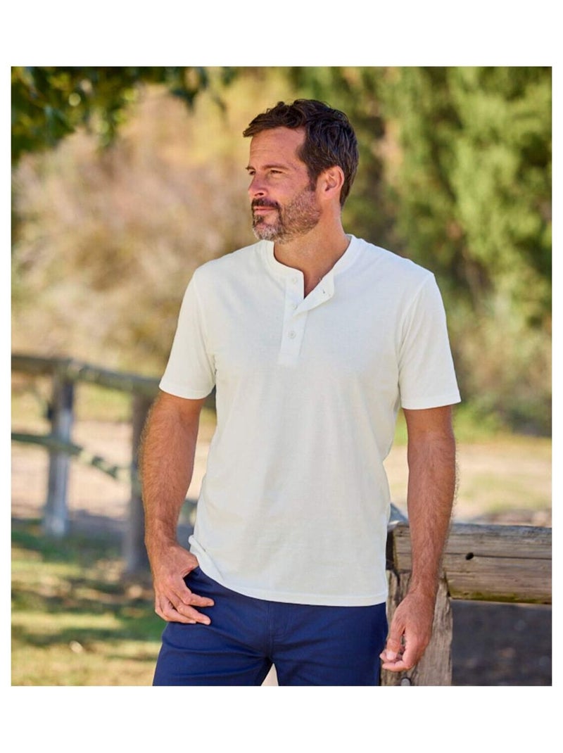 Lot de 3 Tee-Shirts Col Tunisien  - ATLAS FOR MEN Blanc Kaki Noir - Kiabi