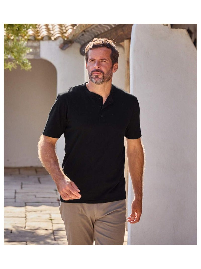 Lot de 3 Tee-Shirts Col Tunisien  - ATLAS FOR MEN Blanc Kaki Noir - Kiabi