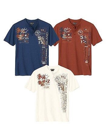 Lot de 3 Tee-Shirts Col Tunisien - ATLAS FOR MEN