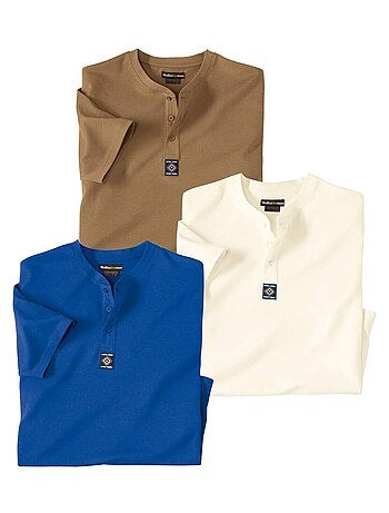 Lot de 3 Tee-Shirts Col Tunisien Outdoor - ATLAS FOR MEN