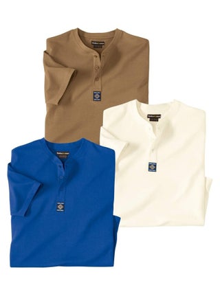 Lot de 3 Tee-Shirts Col Tunisien Outdoor   - ATLAS FOR MEN