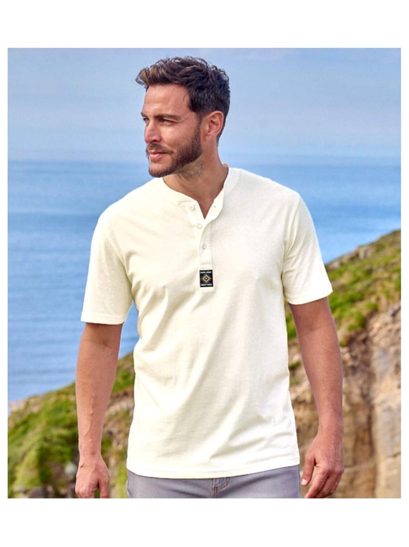 Lot de 3 Tee-Shirts Col Tunisien Outdoor   - ATLAS FOR MEN Bleu Marron Blanc - Kiabi