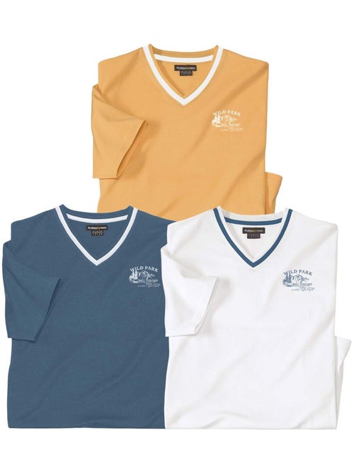 Lot de 3 Tee-shirts Col V   - ATLAS FOR MEN - Kiabi