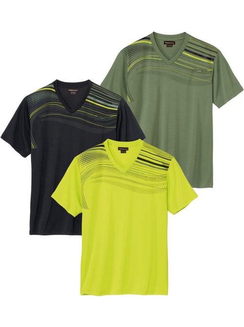 Lot de 3 Tee-Shirts Col V Sport Time   - ATLAS FOR MEN - Kiabi