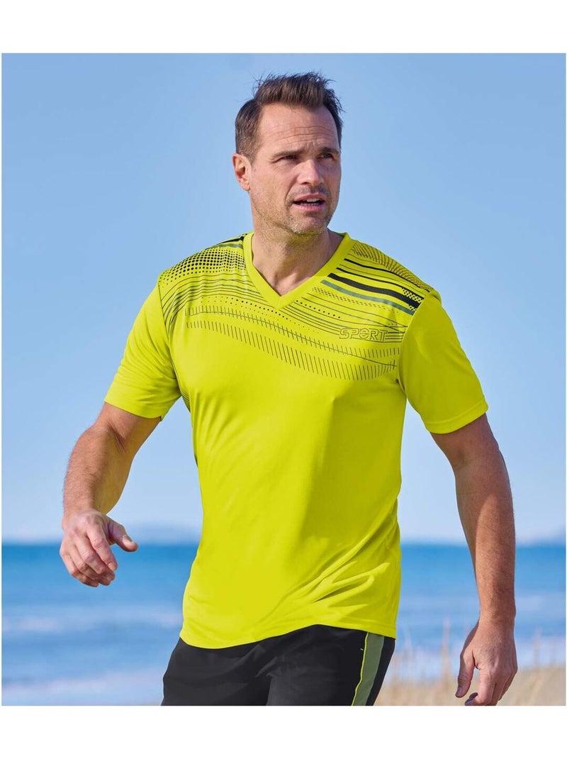 Lot de 3 Tee-Shirts Col V Sport Time   - ATLAS FOR MEN Noir Kaki - Kiabi