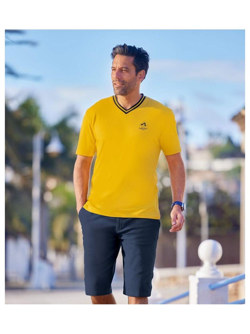 Lot de 3 Tee-Shirts col V Surfing Coast  - ATLAS FOR MEN Bleu Vert - Kiabi