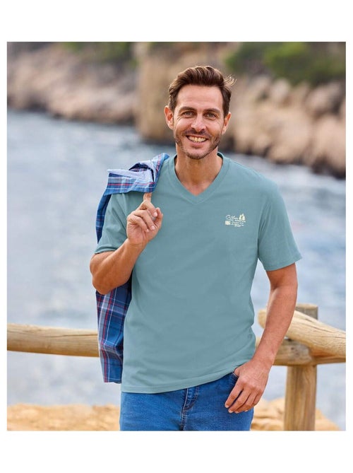 Lot de 3 Tee-Shirts col V Travel   - ATLAS FOR MEN - Kiabi