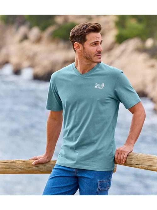 Lot de 3 Tee-Shirts col V Travel   - ATLAS FOR MEN - Kiabi