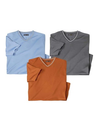Lot de 3 Tee-shirts Col V Unis   - ATLAS FOR MEN
