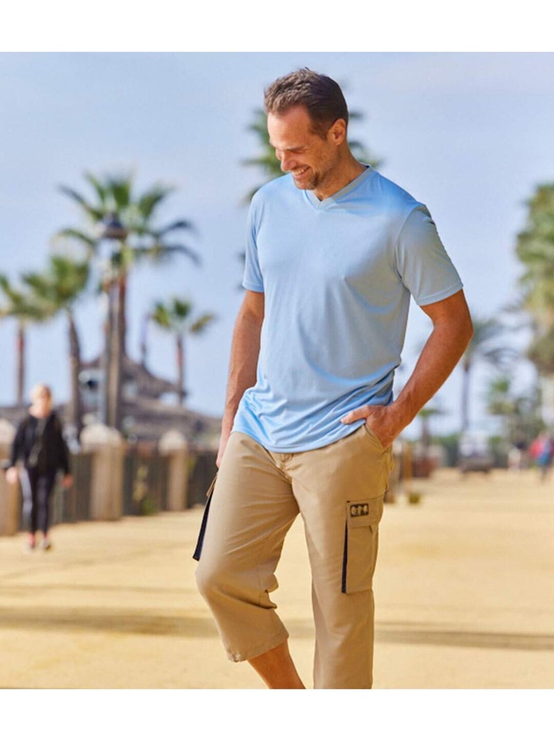 Lot de 3 Tee-shirts Col V Unis   - ATLAS FOR MEN Bleu Orange Gris - Kiabi