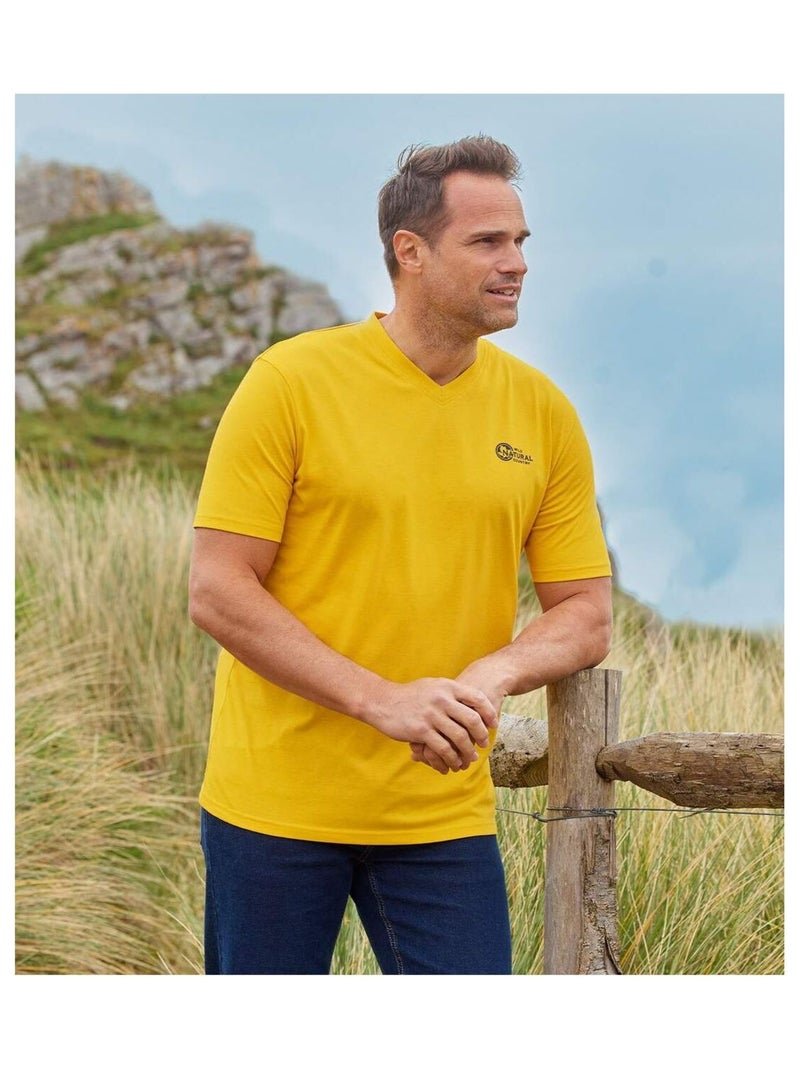 Lot de 3 Tee-Shirts Col V Unis  - ATLAS FOR MEN Bleu Vert - Kiabi