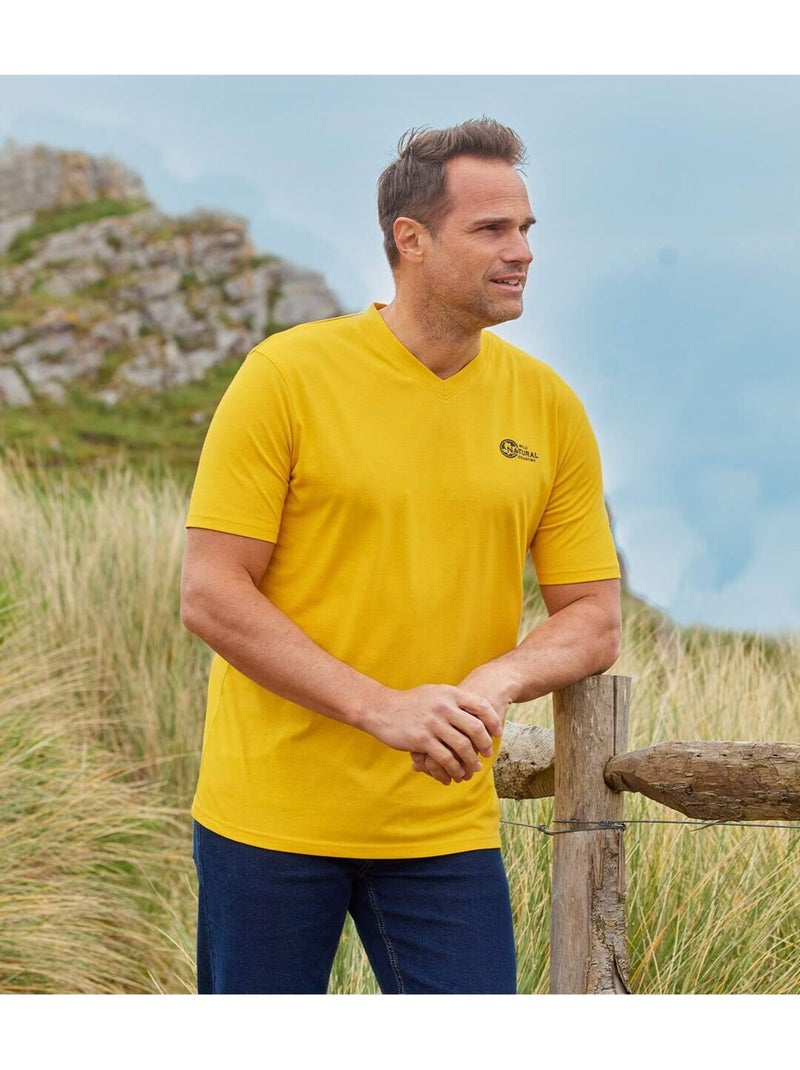 Lot de 3 Tee-Shirts Col V Unis  - ATLAS FOR MEN Bleu Vert - Kiabi