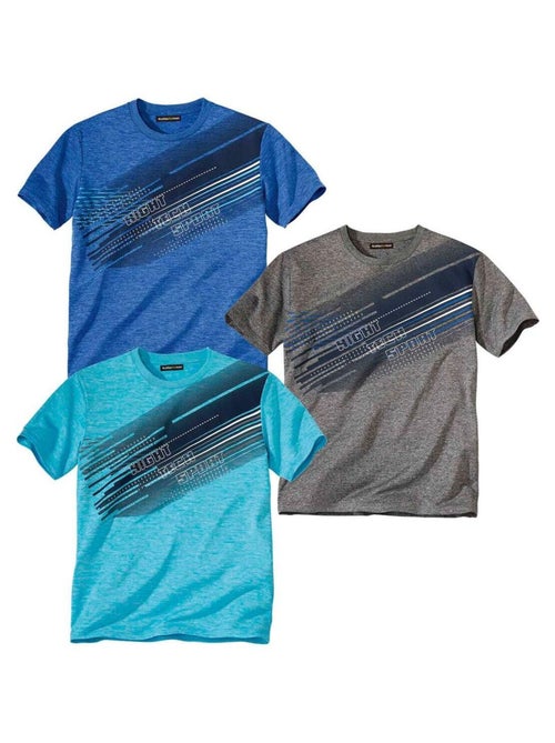 Lot de 3 Tee-Shirts Flammés Sporting   - ATLAS FOR MEN - Kiabi