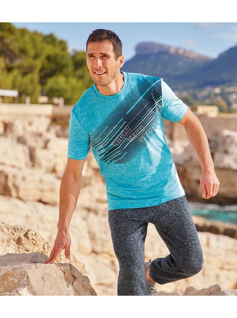 Lot de 3 Tee-Shirts Flammés Sporting   - ATLAS FOR MEN Bleu Gris Bleu - Kiabi