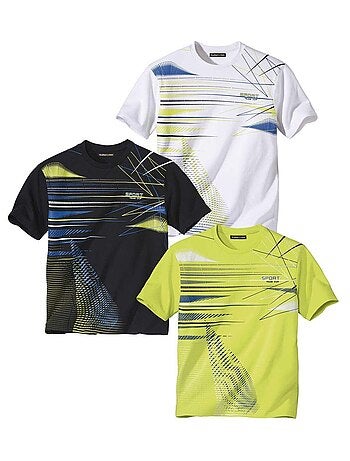 Lot de 3 Tee-Shirts Graphique Sport - ATLAS FOR MEN