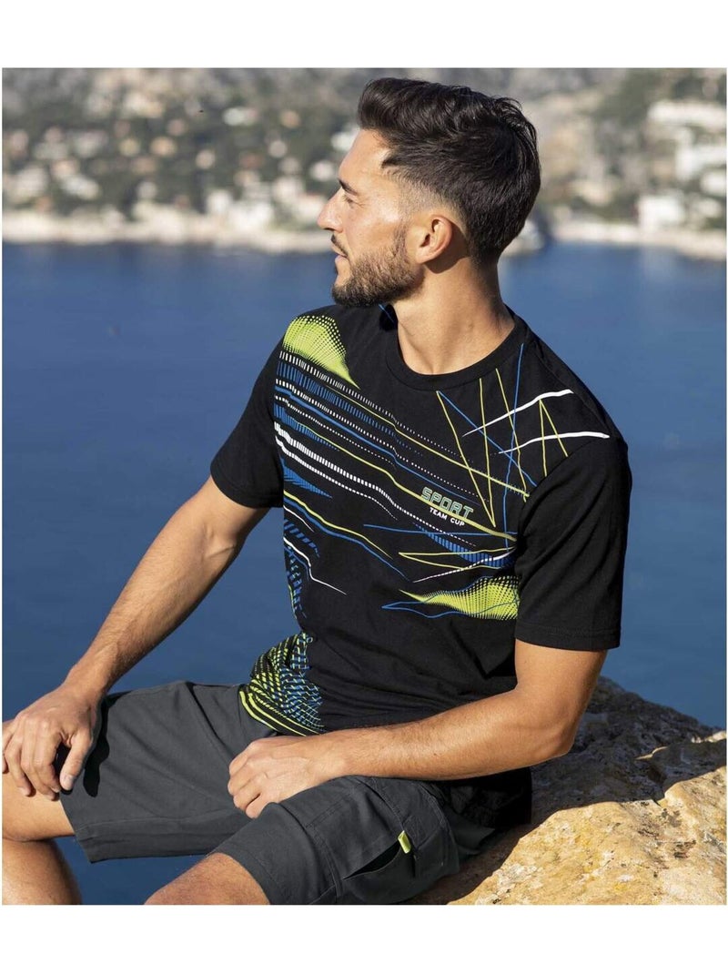 Lot de 3 Tee-Shirts Graphique Sport   - ATLAS FOR MEN Blanc Noir - Kiabi