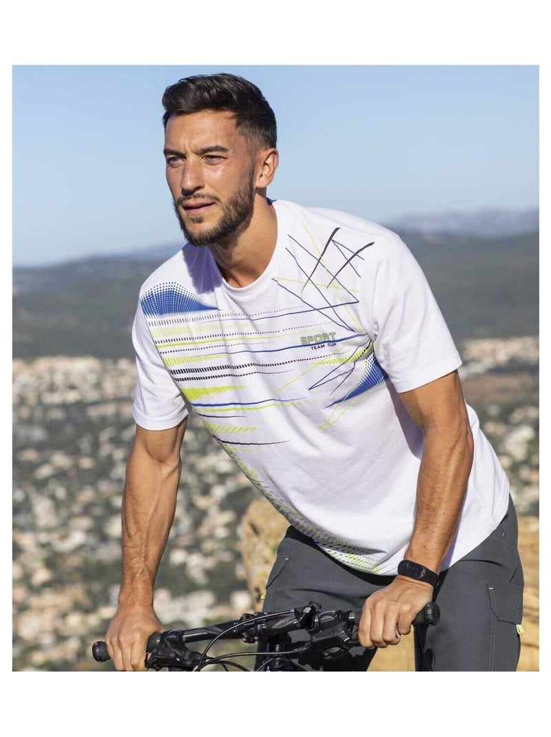 Lot de 3 Tee-Shirts Graphique Sport   - ATLAS FOR MEN Blanc Vert Noir - Kiabi