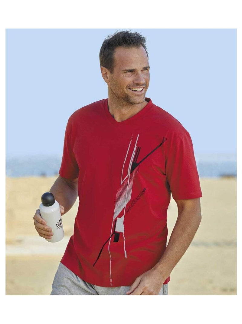 Lot de 3 Tee-Shirts Imprimés Graphic  - ATLAS FOR MEN Blanc Rouge Noir - Kiabi