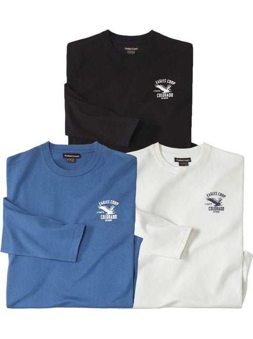 Lot de 3 Tee-shirts Manches Longues Colorado  - ATLAS FOR MEN - Kiabi