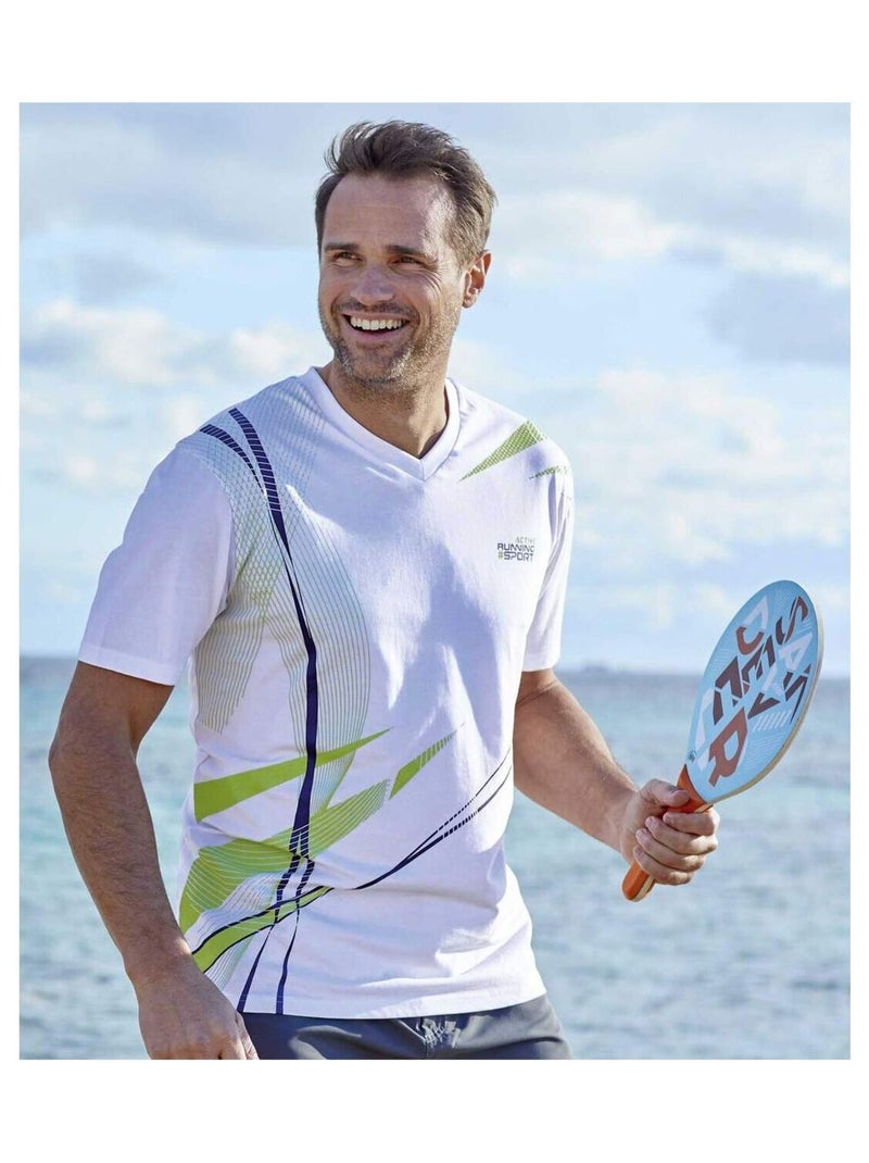 Lot de 3 Tee-Shirts Running  - ATLAS FOR MEN Blanc Multicolore Bleu - Kiabi