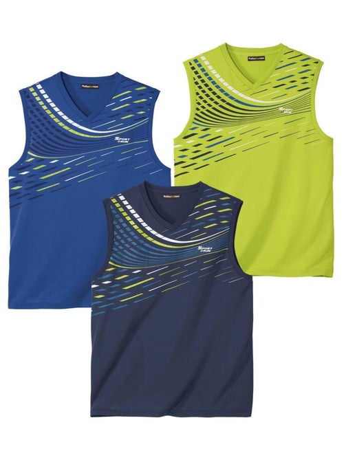 Lot de 3 Tee-shirts Sans Manches Sport  - ATLAS FOR MEN - Kiabi