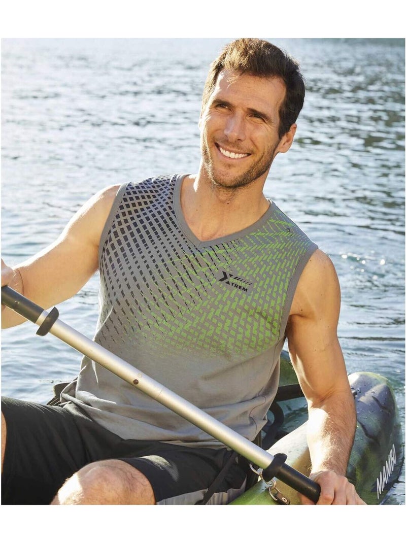 Lot de 3 Tee-shirts Sans Manches Sport   - ATLAS FOR MEN Gris Vert Noir - Kiabi