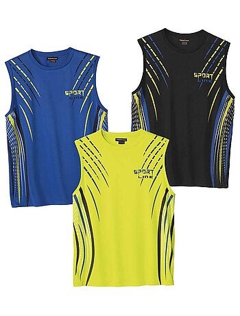 Lot de 3 Tee-Shirts Sans Manches Sport Line - ATLAS FOR MEN