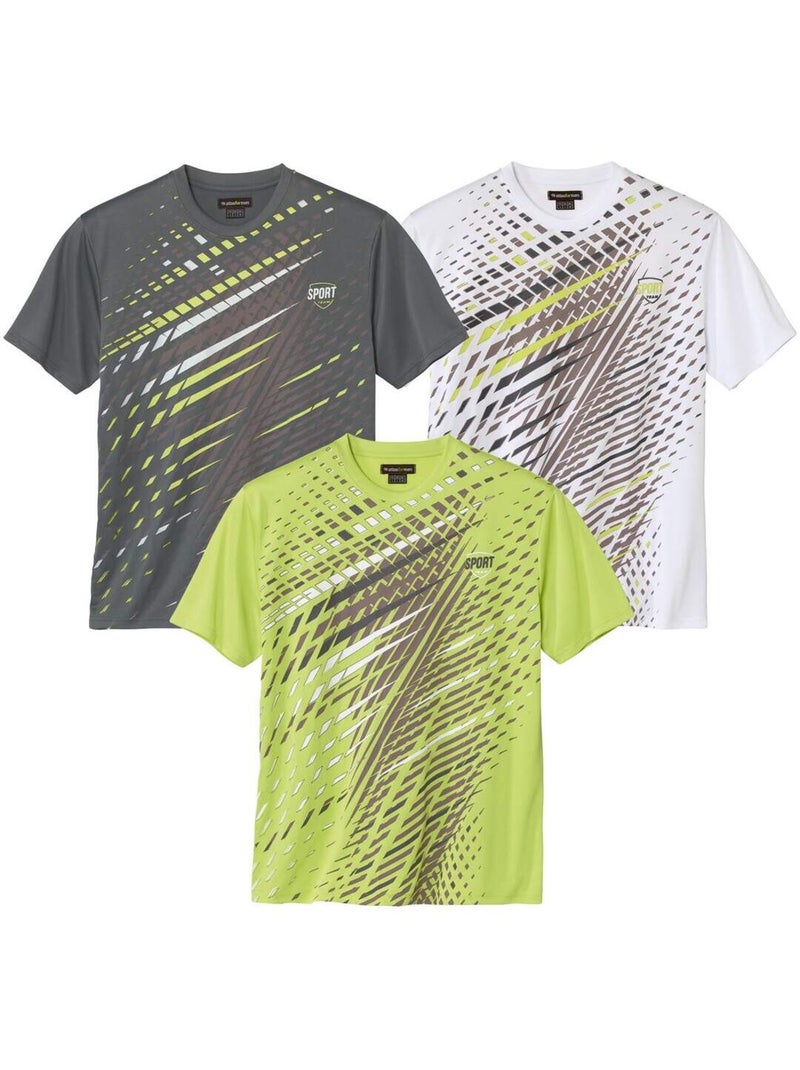 Lot de 3 Tee-Shirts Sport   - ATLAS FOR MEN Blanc Gris - Kiabi