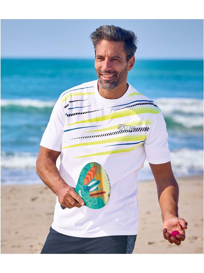Lot de 3 Tee-Shirts Sport Imprimé Graphique   - ATLAS FOR MEN Blanc Jaune Bleu - Kiabi