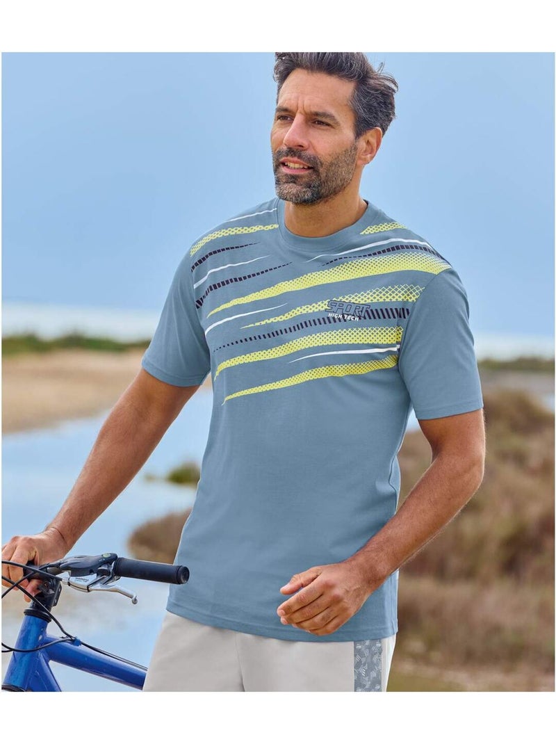 Lot de 3 Tee-Shirts Sport Imprimé Graphique   - ATLAS FOR MEN Blanc Jaune Bleu - Kiabi