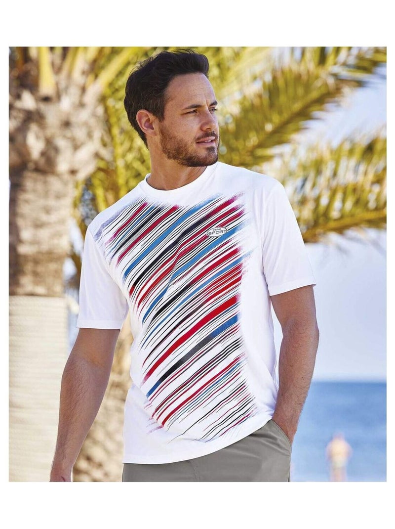 Lot de 3 Tee-Shirts Sport Intense   - ATLAS FOR MEN Blanc Rouge Bleu - Kiabi