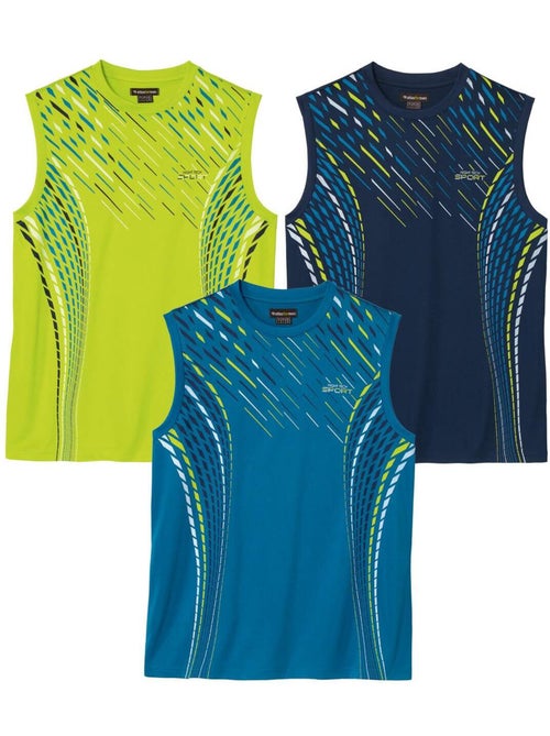 Lot de 3 Tee-Shirts Sport Sans Manches - ATLAS FOR MEN - Kiabi Lot de 3 Tee-Shirts Sport Sans Manches - ATLAS FOR MEN - Kiabi