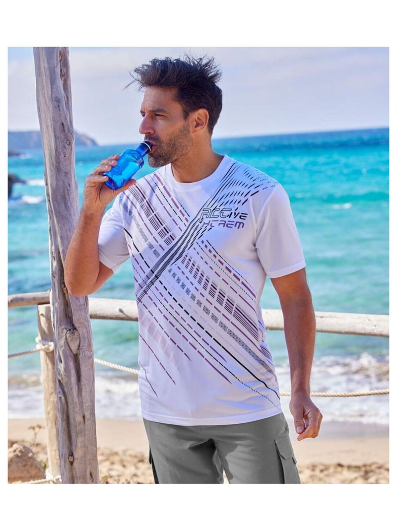 Lot de 3 Tee-shirts Sportmen   - ATLAS FOR MEN Blanc Violet Bleu - Kiabi
