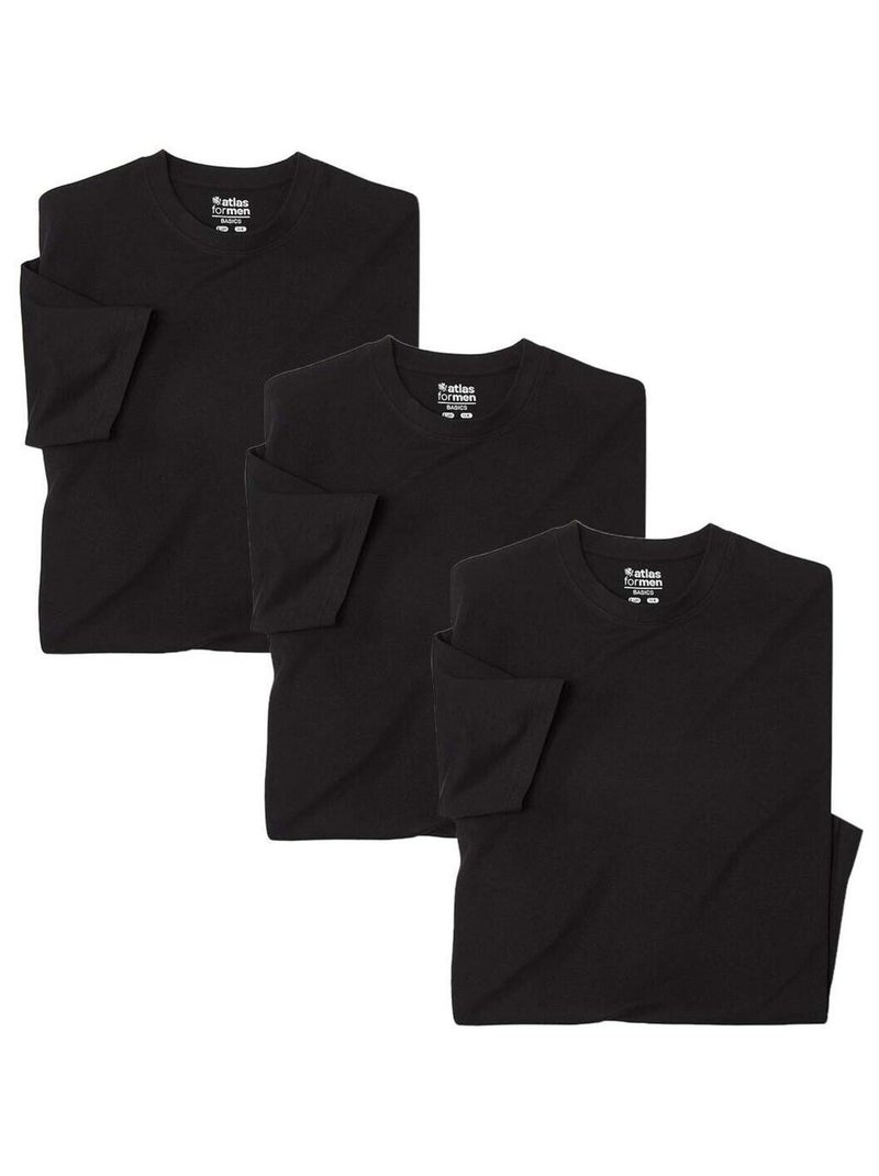 Lot de 3 Tee-Shirts Unis  - ATLAS FOR MEN Noir - Kiabi