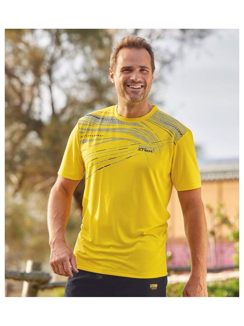 Lot de 3 Tee-Shirts XTrem Sport   - ATLAS FOR MEN Blanc Jaune Noir - Kiabi