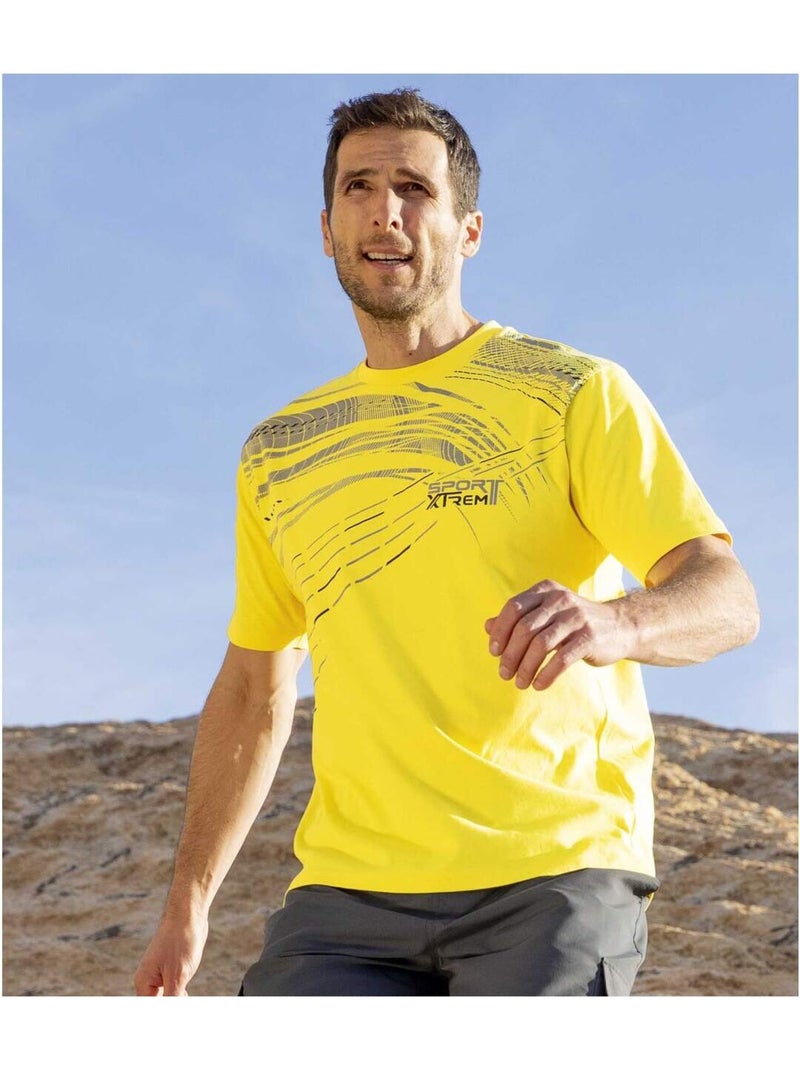 Lot de 3 Tee-Shirts XTrem Sport   - ATLAS FOR MEN Gris Jaune Noir - Kiabi