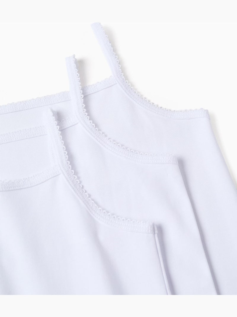 Lot de 3 tops à bretelles en coton Blanc - Kiabi