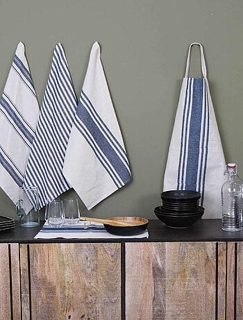 Lot de 3 torchons 100% coton lavé