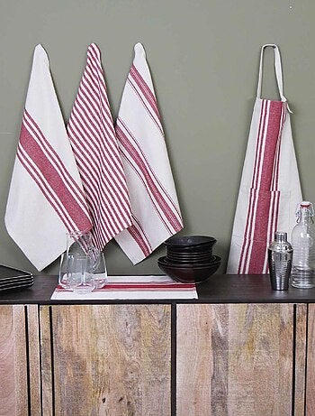 Lot de 3 torchons 100% coton lavé