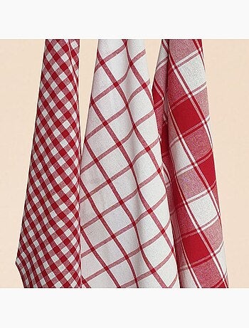 Lot de 3 torchons à carreaux 50x70cm