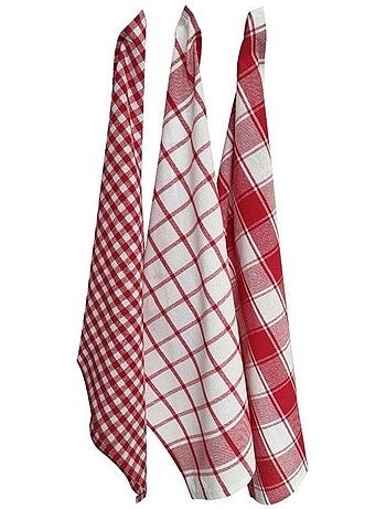 Lot de 3 torchons à carreaux 50x70cm