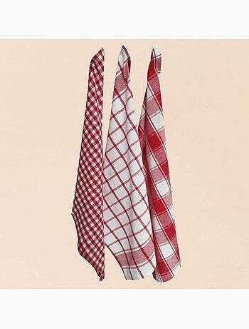 Lot de 3 torchons à carreaux 50x70cm
